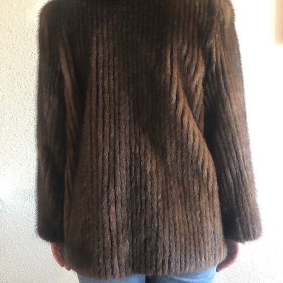 Vintage Mink Fur Coat with Fox Trim - Picture 5 of 9